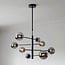 Oito 8-light ceiling light - black with smoked glass