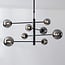 Oito 8-light ceiling light - black with smoked glass