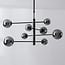 Oito 8-light ceiling light - black with smoked glass