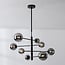 Oito 8-light ceiling light - black with smoked glass