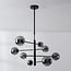 Oito 8-light ceiling light - black with smoked glass
