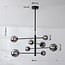 Oito 8-light ceiling light - black with smoked glass