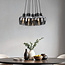 7-light Black pendant lamp with smoked glass - Ventura