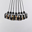 12-light designer pendant lamp in black with smoked glass - Ventura