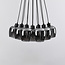 12-light designer pendant lamp in black with smoked glass - Ventura