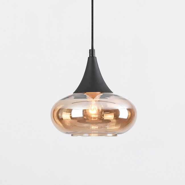 1-phase rail pendant lamp Nill with amber glass - wide glass
