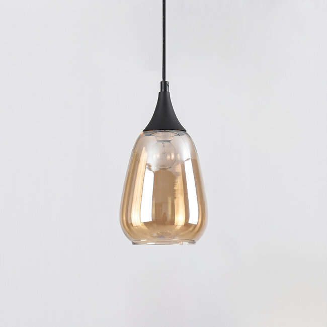 1-phase rail pendant light Noi with Amber glass - drop