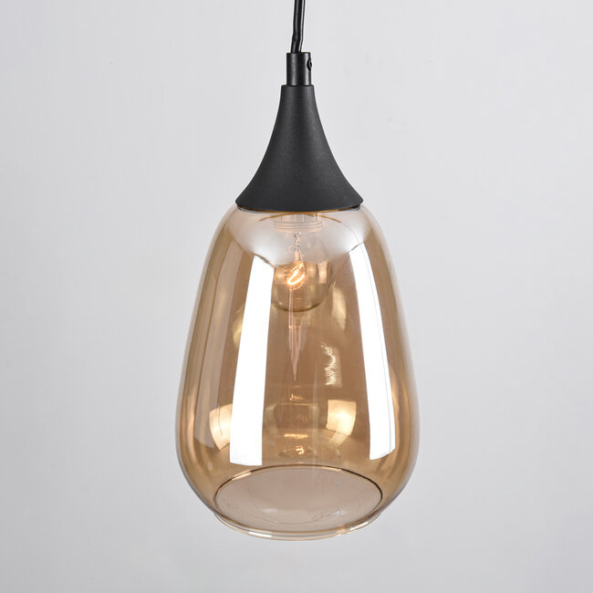 1-phase rail pendant light Noi with Amber glass - drop
