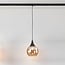 1-phase track pendant light Nya with round amber glass