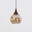 1-phase track pendant light Nya, round amber glass and dark wood-effect detail