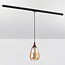 1-phase rail pendant light Noi with Amber glass and dark wood effect - drop