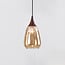 1-phase track pendant light Noi, teardrop amber glass and dark wood-effect detail