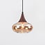 1-phase track pendant light Nill, wide amber glass and dark wood-effect detail