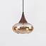 1-phase track pendant light Nill, wide amber glass and dark wood-effect detail