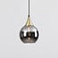 1-phase track pendant light Nya gold, round smoked glass with mirror effect