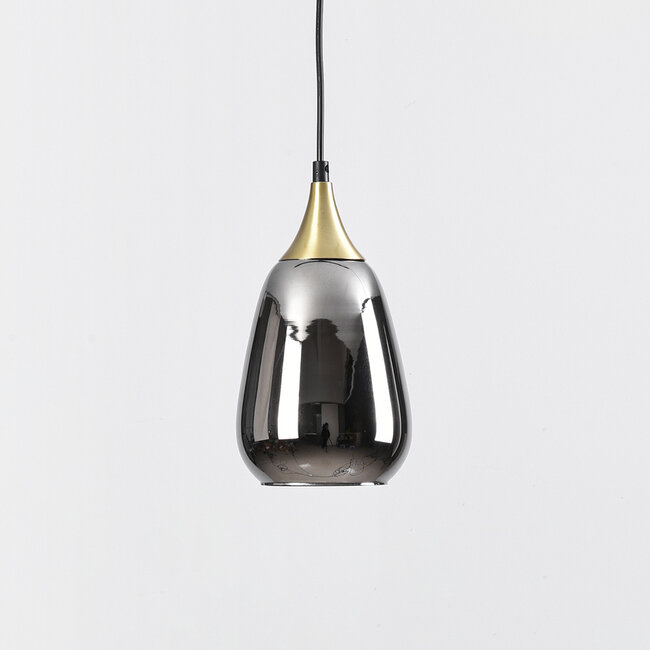 1-phase rail pendant light Noi gold with smoked glass and mirror effect - drop