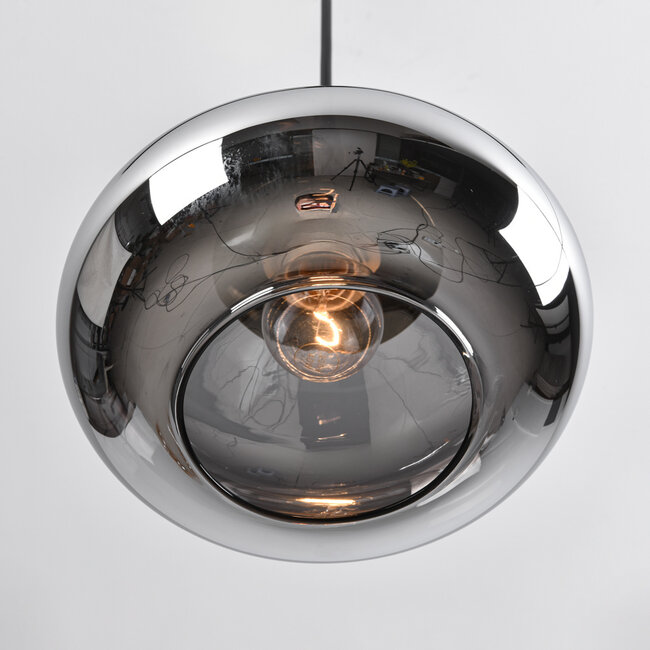 1-phase track pendant light Nill gold, wide smoked glass with mirror effect