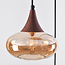 Pendant lamp with Amber glass and dark wood effect, 3-light - Loua