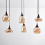 Pendant lamp with Amber glass and dark wood effect, 6-light - Loic