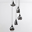 Black Loua pendant lamp with smoked glass, 5-light