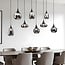 Loic 8-light pendant light - black with smoked glass
