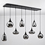 Black pendant lamp with smoked glass, 8-light - Loic