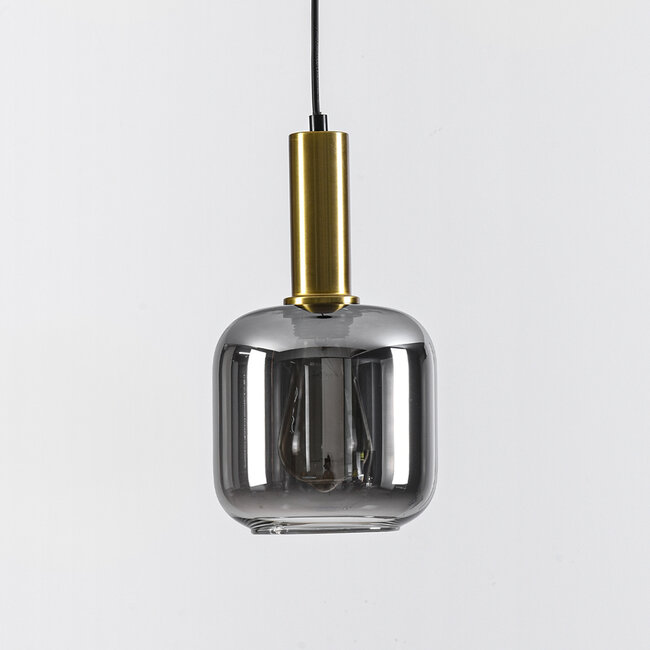Modern black and golden pendant lamp with smoked glass - Appeso