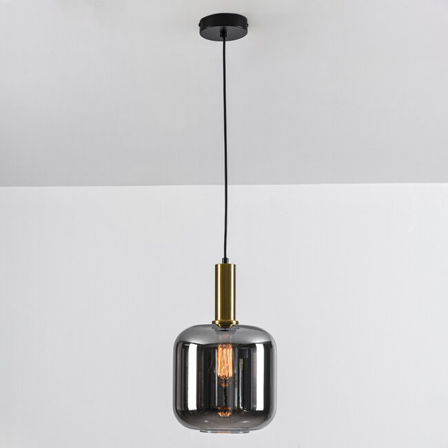 Black designer pendant lamp in Gold and smoked glass - Basso