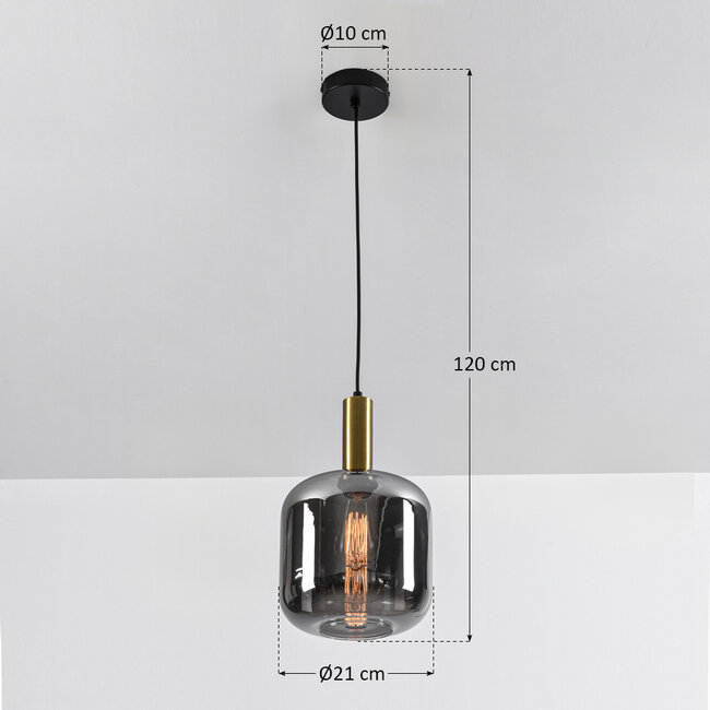 Black designer pendant lamp in Gold and smoked glass - Basso