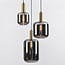 Pendu 3-light pendant light - black and gold with smoked glass