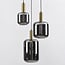 Pendu 3-light pendant light - black and gold with smoked glass