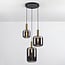 Pendu 3-light pendant light - black and gold with smoked glass