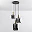 Pendu 3-light pendant light - black and gold with smoked glass