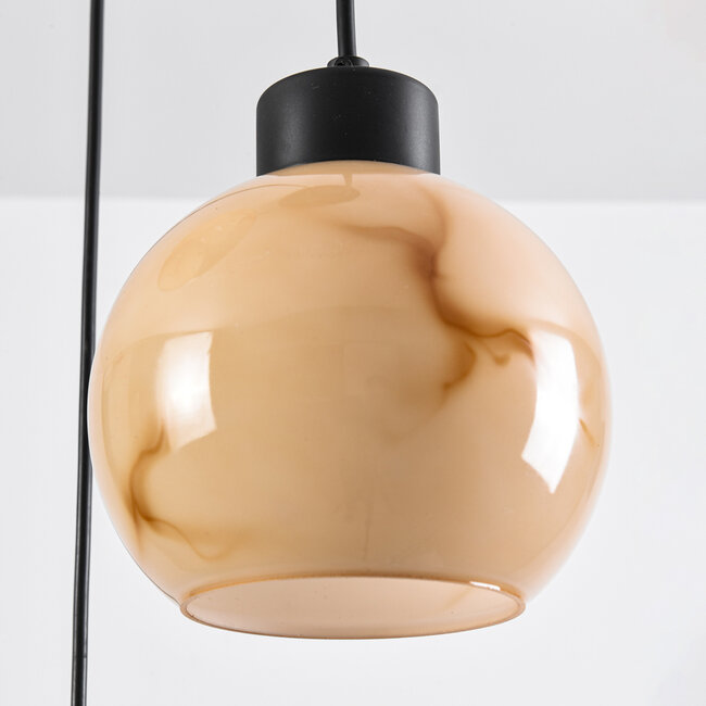 3-light pendant lamp in Matt black with marble look - Marmore