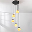 Modern pendant lamp Marmore Matt black with marble-look bulbs, 5-light