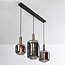 3-light black with Gold Tectos pendant lamp with smoked glass