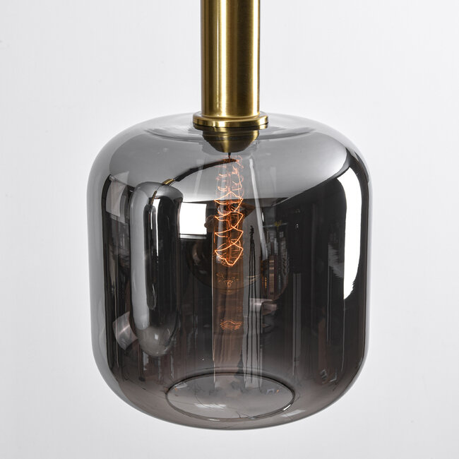 Tectos 3-light pendant light - black and gold with smoked glass