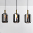 3-light Black with Golden pendant lamp with smoked glass - Teto