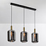 Teto 3-light pendant light - black and gold with smoked glass