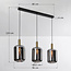 3-light black with gold pendant lamp with smoked glass - Teto