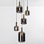 Cinque 5-light pendant light - black and gold with smoked glass