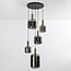 Cinque 5-light pendant light - black and gold with smoked glass