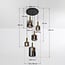 Cinque 5-light pendant light - black and gold with smoked glass