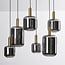 Sei 6-light pendant light - black and gold with smoked glass