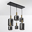 Modern pendant lamp in black with Gold and smoked glass, 6-light - Sei