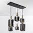 Sei 6-light pendant light - black and gold with smoked glass