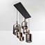 Sei 6-light pendant light - black and gold with smoked glass