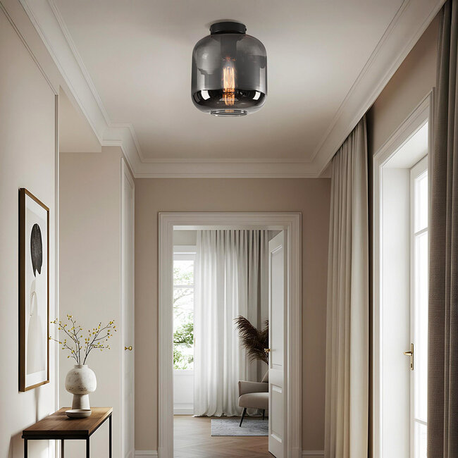 Ceiling lights black with smoked glass - Soli
