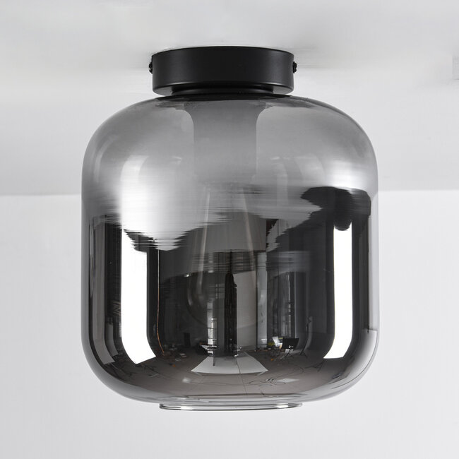 Soli 1-light ceiling light - black with smoked glass