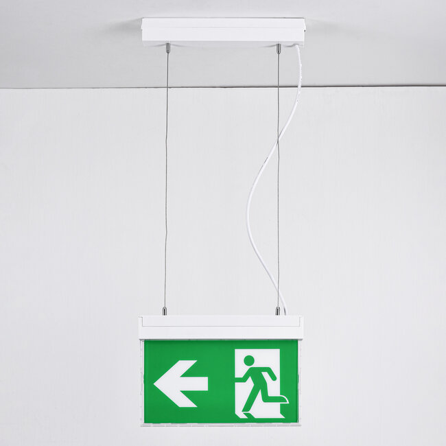 Emergency lighting surface-mounted, ceiling-mounted with pendant